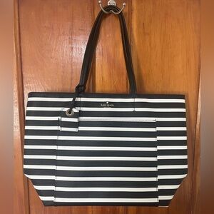 NWOT Kate Spade Black and White Extra Large Striped Tote Bag